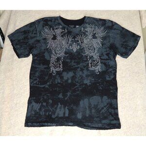VTG Y2K Affliction Studded T-Shirt Angel Wings Black Distressed RARE Men's 3XL